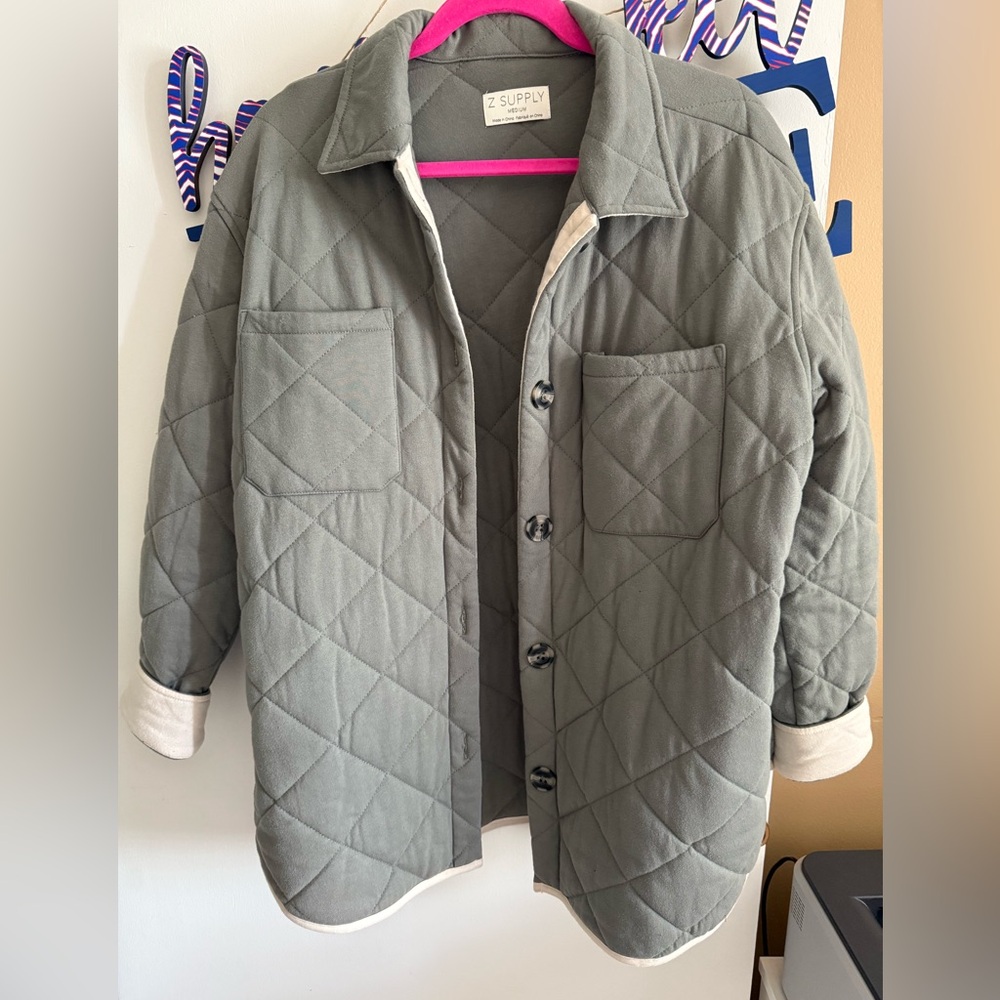 Z Supply Women's Maya Quilted Utility Jacket - Sage Green - Picture 6 of 7